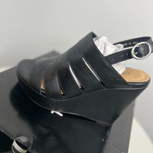 Torrid *BRAND NEW* Black Leather Wedge Sandal